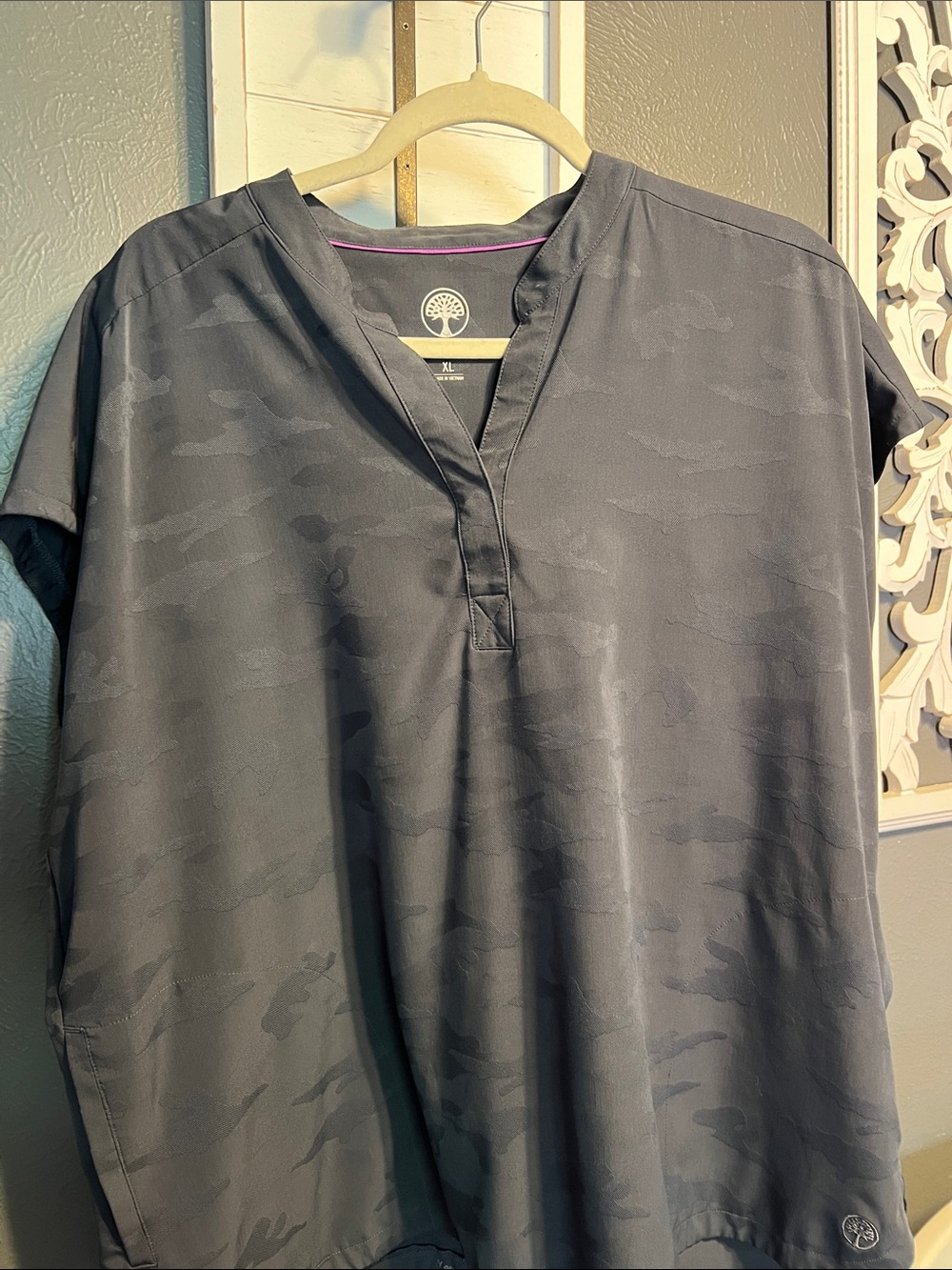 healing hands Women's Dark Charcoal Camo Tunic Top